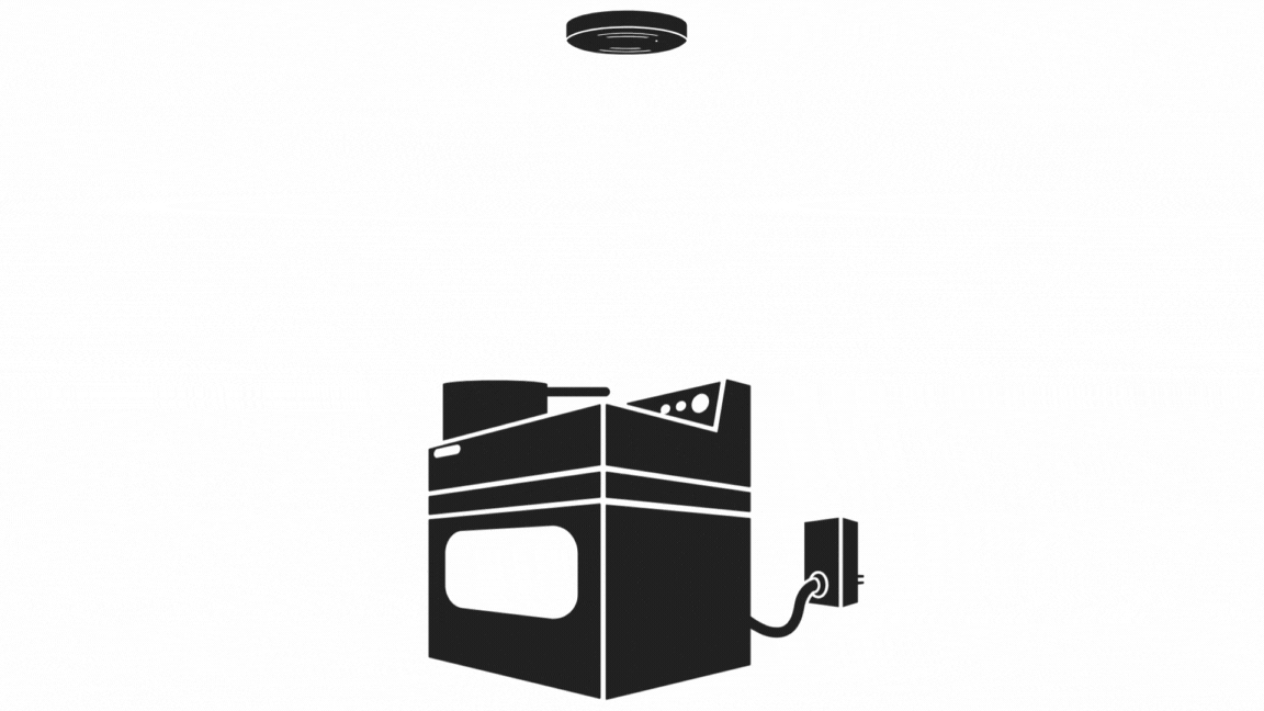 How does FireAvert work? 1. Food begins to smoke 2. Smoke alarm sounds 3. FireAvert shuts off the stove